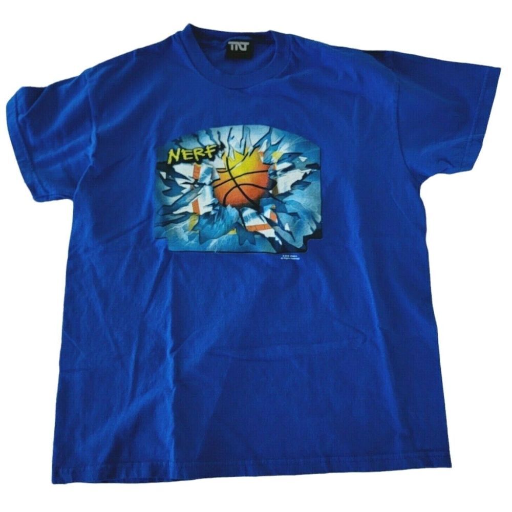 Nerf Basketball Youth Boys T-Shirt 2003 TNT Label Blue‎ XL See Measurements